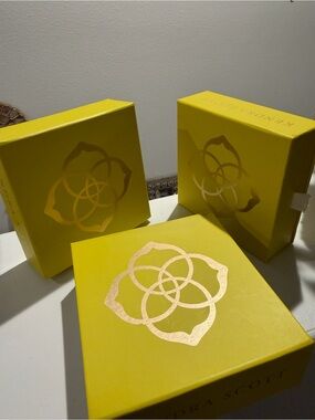 Kendra Scott Bright Yellow Decorative Gift Boxes with Metallic Logo and dust bag